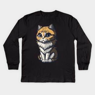 Cool Feline in Shades: Whiskered Purrfection for Cat Miaw Lovers Kids Long Sleeve T-Shirt